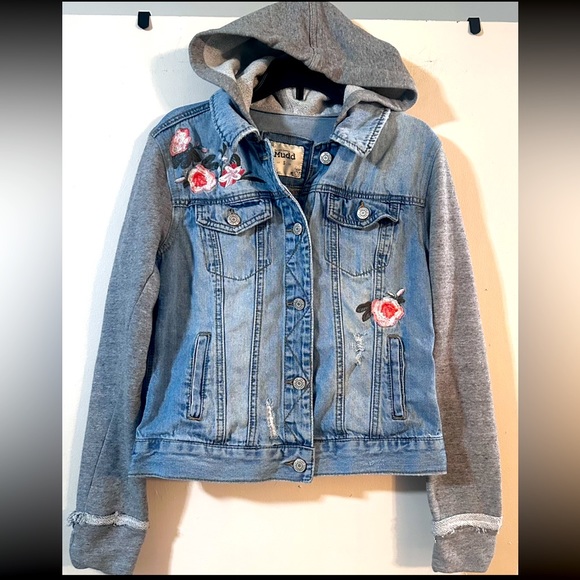 Mudd Jackets & Blazers - Mudd Embroidered Distressed Jean Jacket